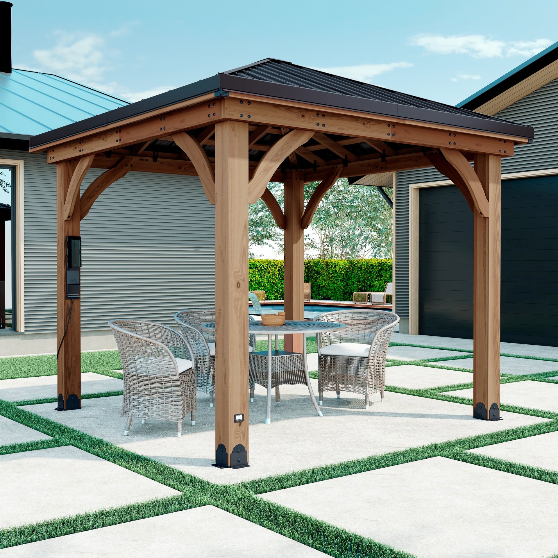 Backyard Discovery Barrington 10 x 10 ft Cedar Gazebo - Image 1