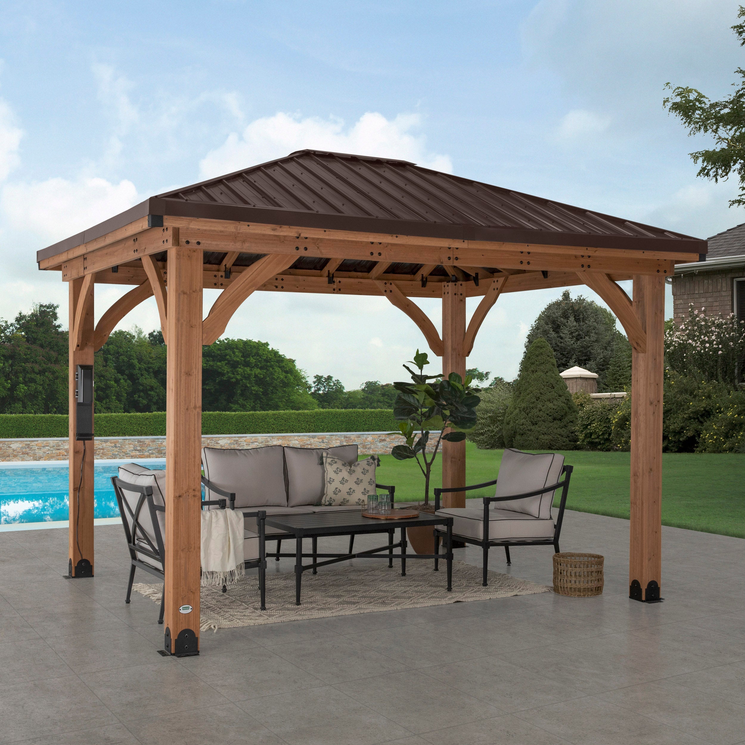 Backyard Discovery Barrington 12 x 10 ft Cedar Gazebo - Image 1