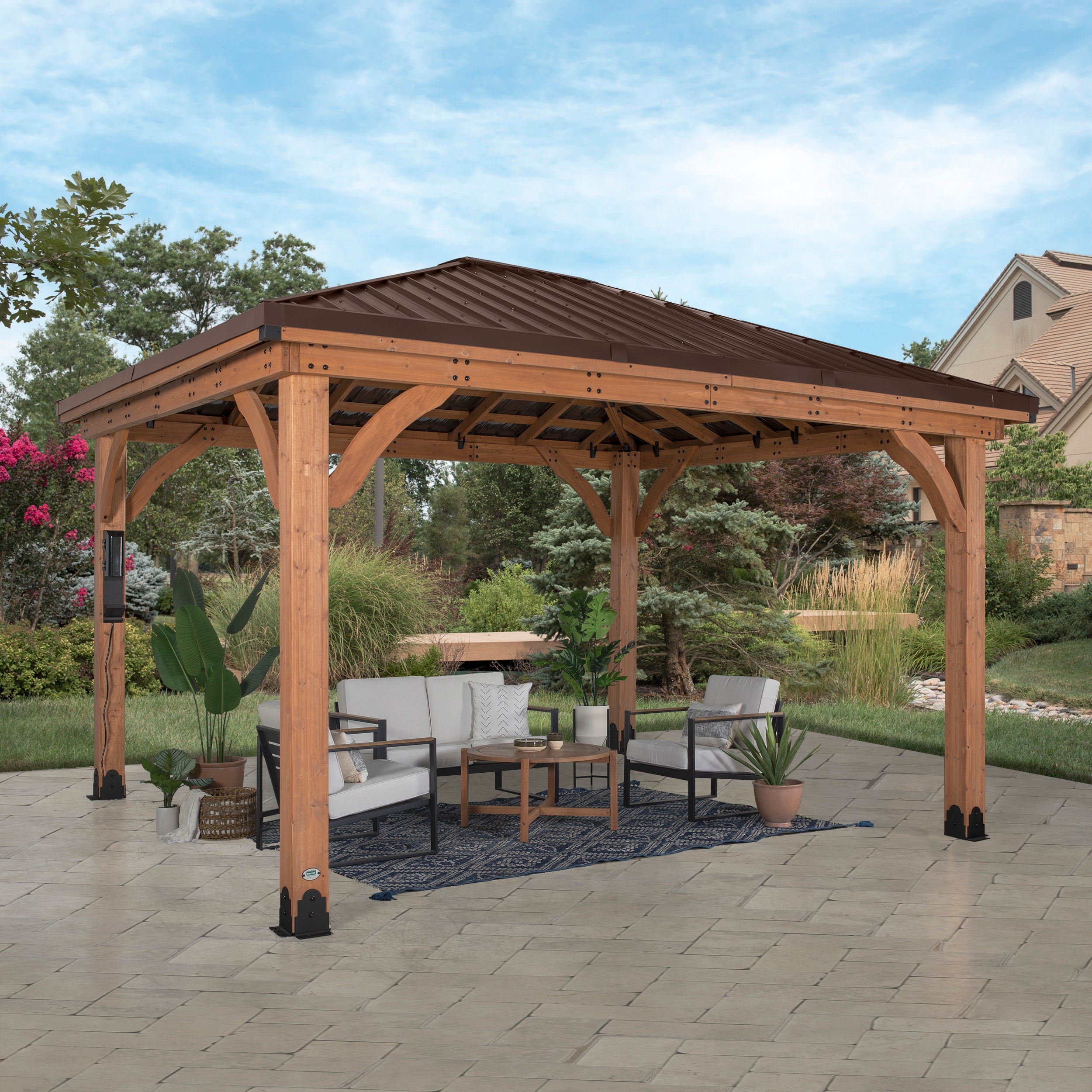 Backyard Discovery Barrington 14 x 10 ft Cedar Gazebo - Image 1