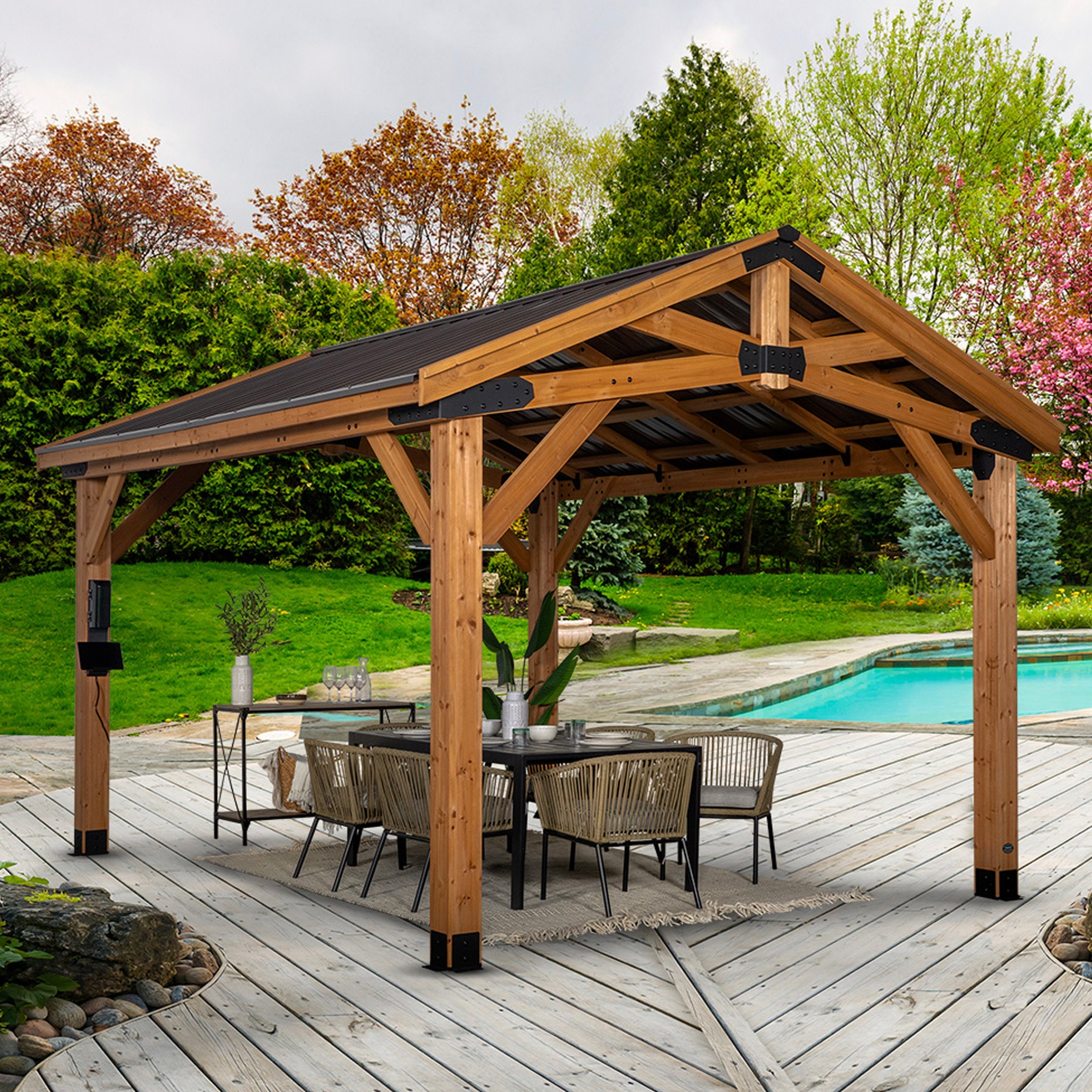 Backyard Discovery Norwood 14 x 12 ft Cedar Gazebo - Image 1