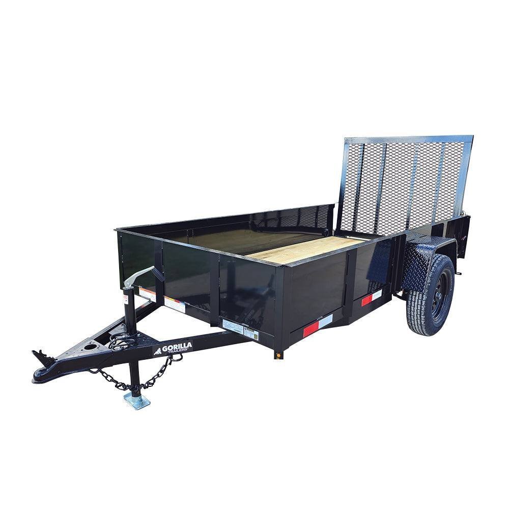 5′ X 10′ Utility Trailer Straight Deck 18″ Sides Tall Gate - Image 1