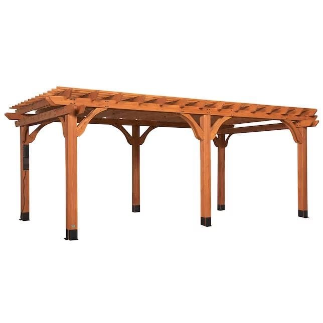 Backyard Discovery Beaumont 20 ft. x 12 ft. Light Brown Cedar Pergola with Electric - Image 1