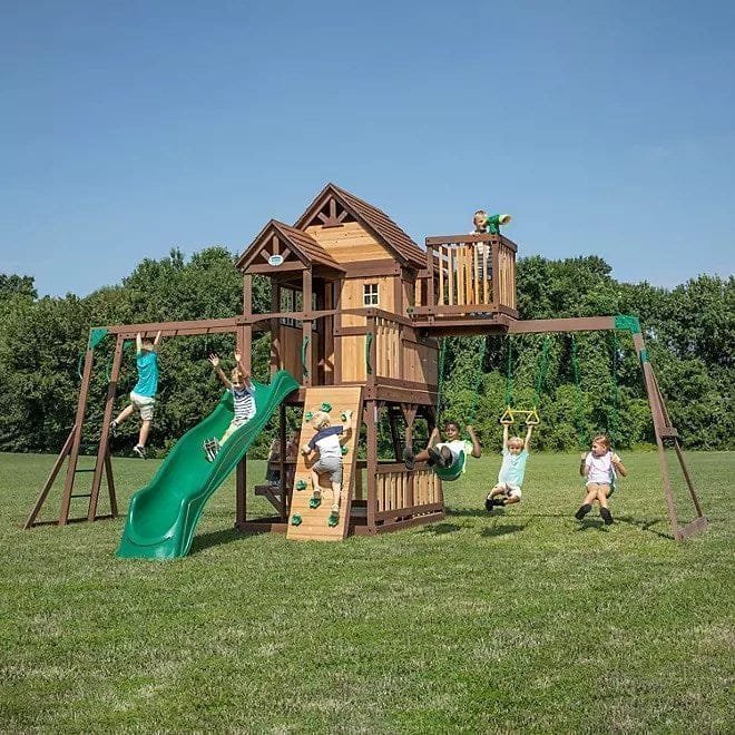 Backyard Discovery Skyfort II Cedar Swing Set/PlaySet - Image 1