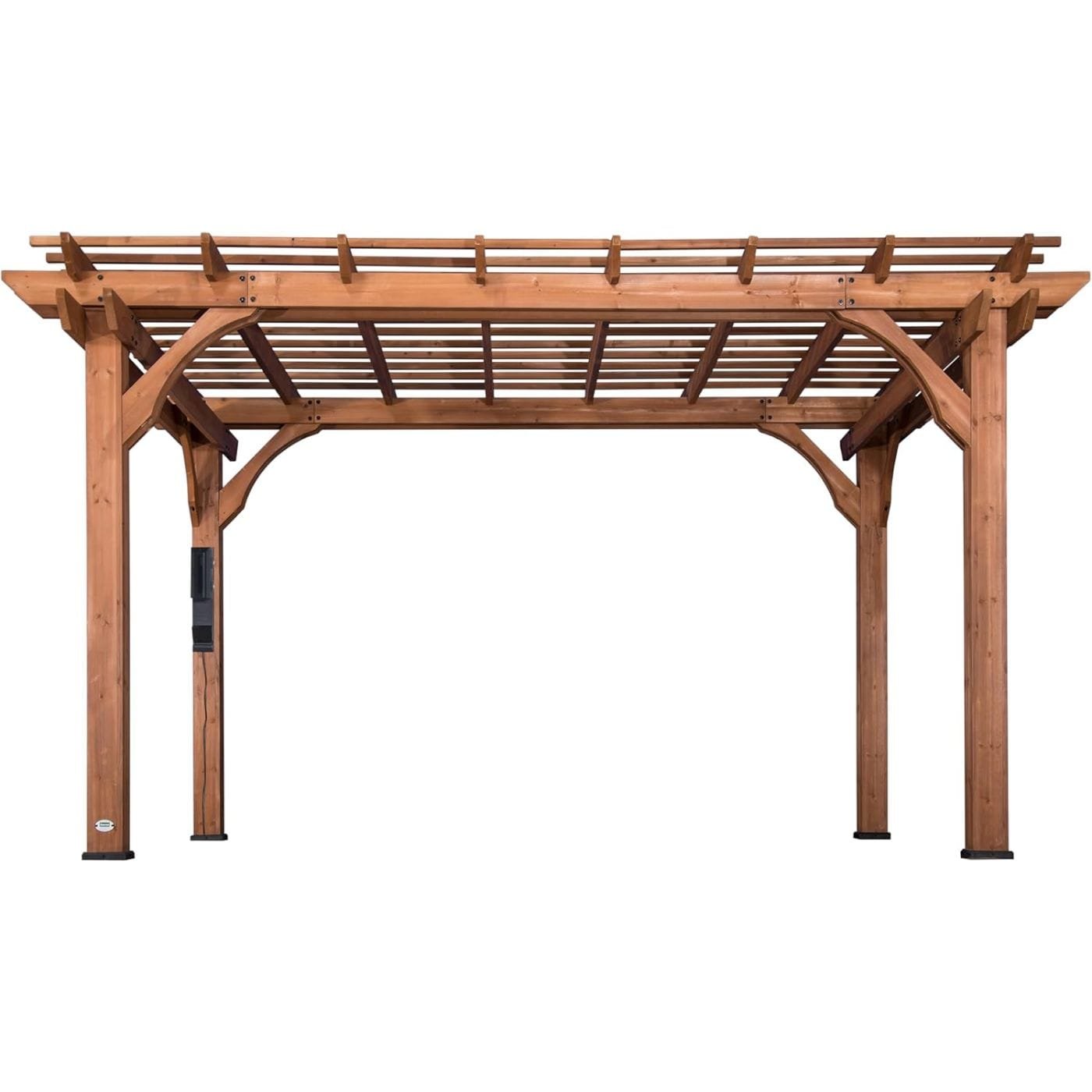 Backyard Discovery Somerville 14 ft. x 10 ft. Dark Walnut Cedar Pergola with Electric - Image 1