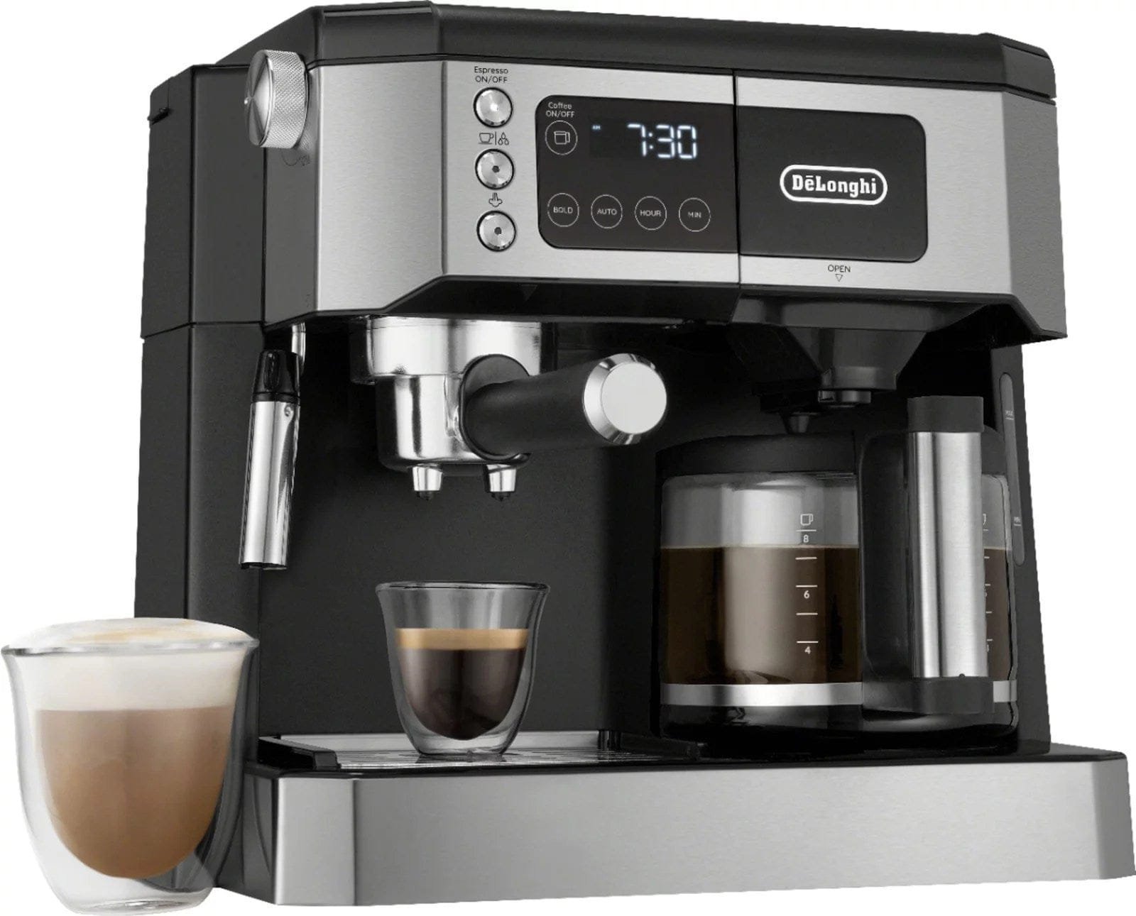 De’Longhi COM530M – Digital All-in-One Combination Coffee and Espresso Machine – Black and Stainless Steel - Image 1