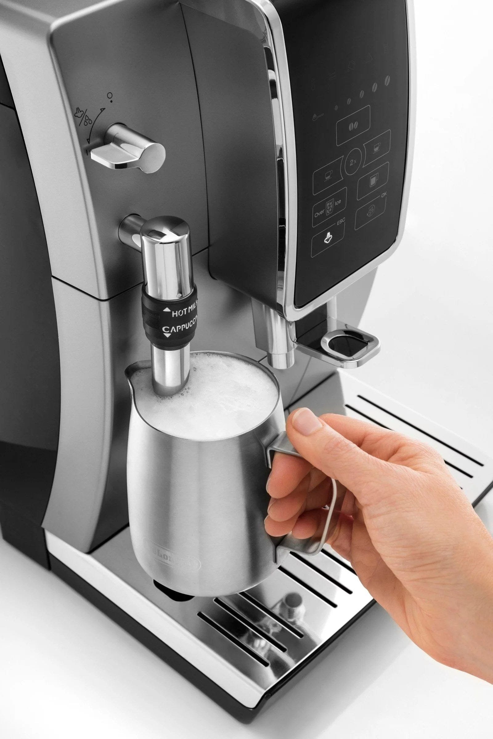 De’Longhi – Dinamica TrueBrew Over Ice Fully Automatic Coffee and Espresso Machine- Chrome and Black - Image 1