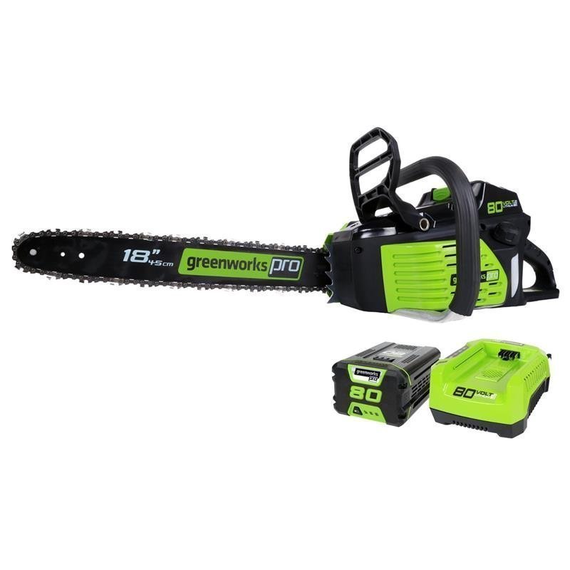 GreenWorks 80-volt 18″ Cordless Chainsaw 2Ah #2000002 - Image 1