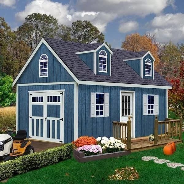 Hampton 12 ft. W x 16 ft. D Wood Storage Shed Kit with Floor (192 Sq. ft.) Installtion Included - Image 1