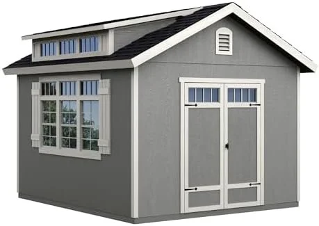 Handy Home Products Windemere 10×12 Do-it-Yourself Wooden Storage Shed with Floor, Beiges - Image 1